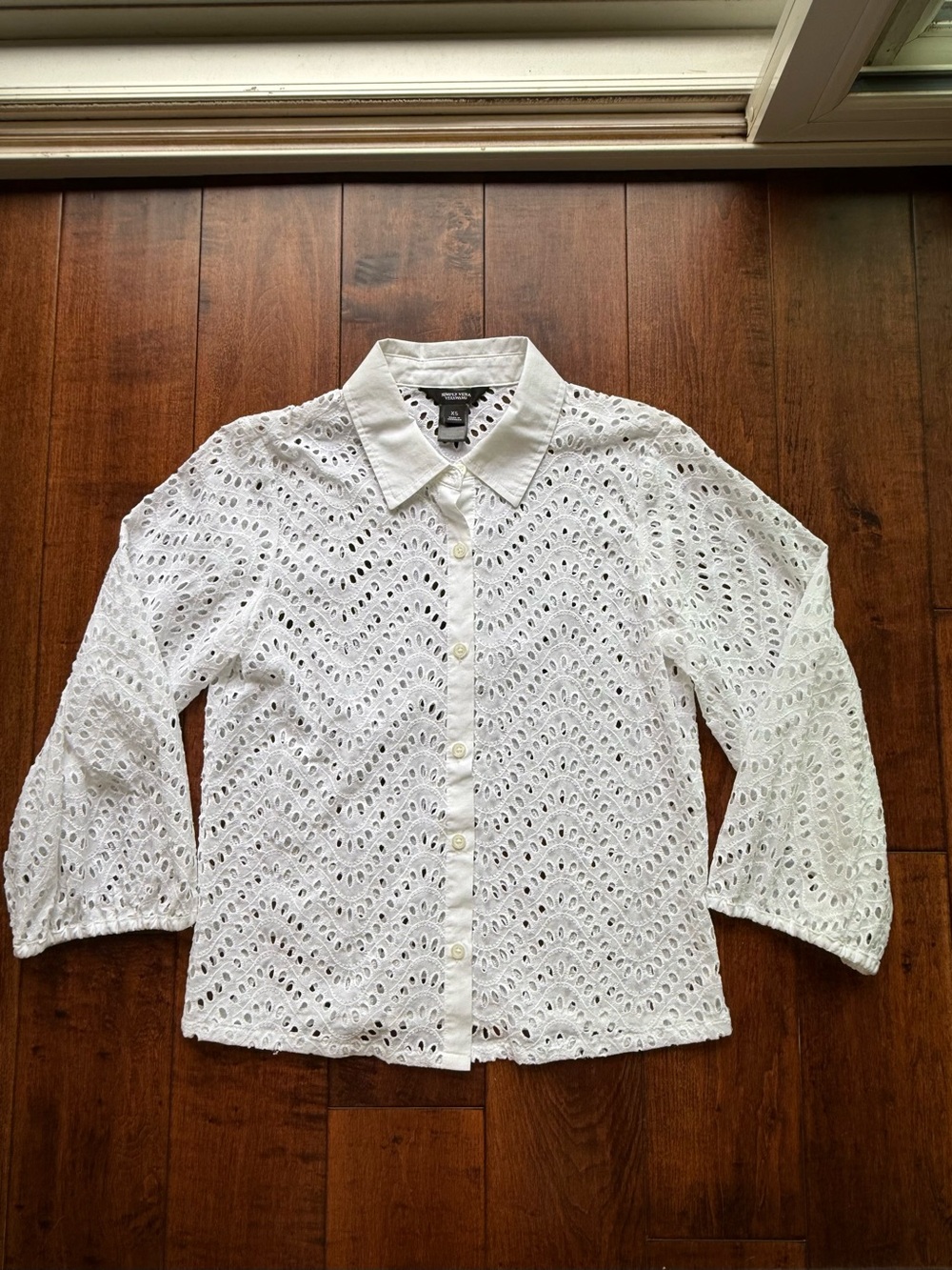 Simply Vera Vera Wang White Eyelet Button-Down Shirt